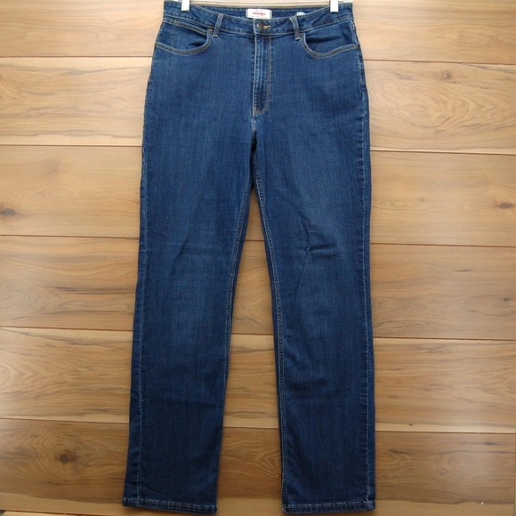 Wrangler Jeans Womens 14 Long Dark Wash High Rise True Straight Stretch Denim - Picture 1 of 15